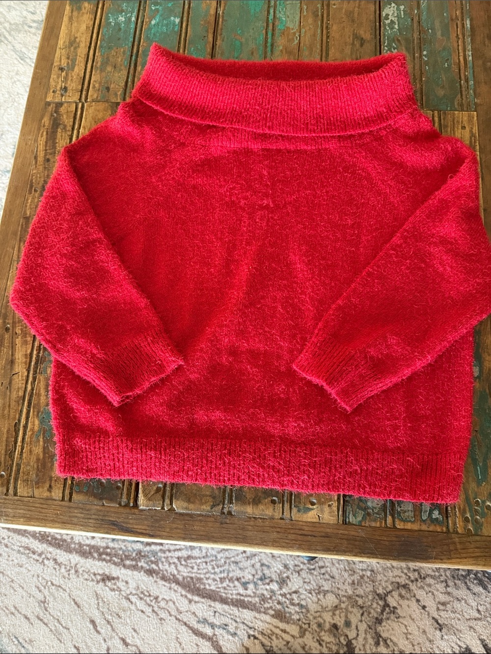 Cozy Red Off-Shoulder Venus Women's Sweater